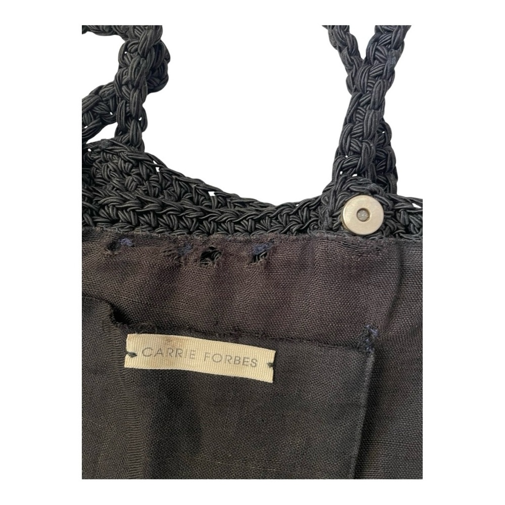 Carrie Forbes Crochet Rayon Fringe Bag Black Purse Hippie Boho Gypsy Festival - Picture 4 of 12